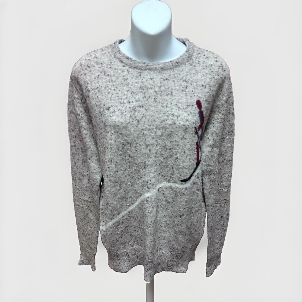Gary Reed Womens M Beige Speckled Knit Sweater Long Sleeve Skiing Ski Vintage